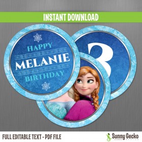 Frozen Birthday Circle Labels